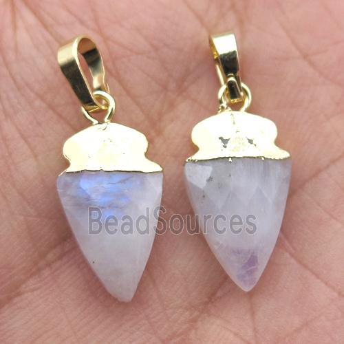 white MoonStone arrowhead pendant, gold plated