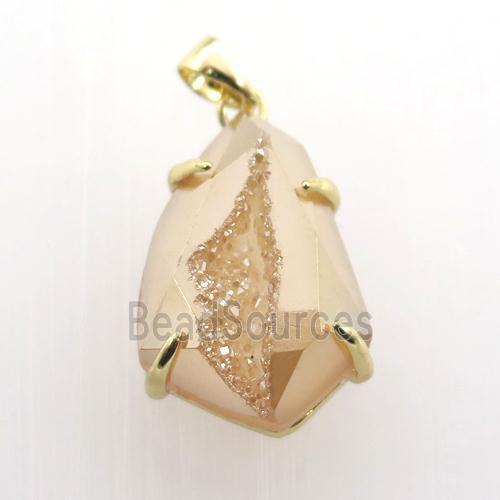 champagne Agate Druzy teardrop pendant