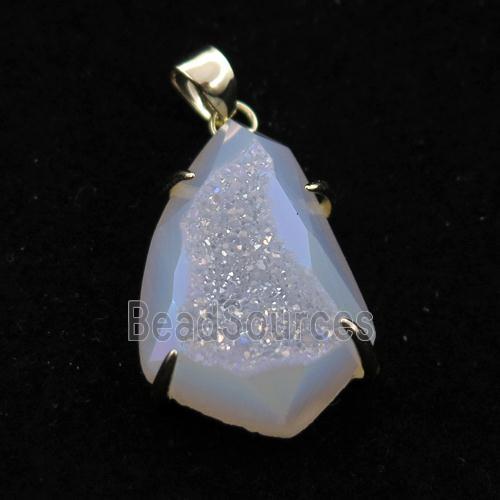 white AB-color Agate Druzy teardrop pendant