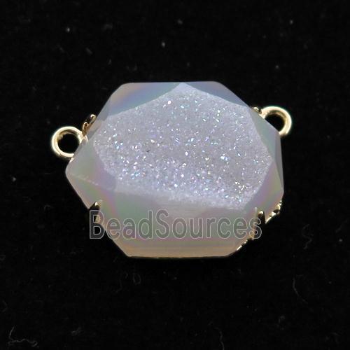 white AB-color Agate Druzy hexagon pendant