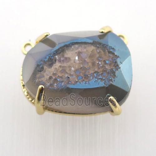 bluegray Agate Druzy teardrop pendant