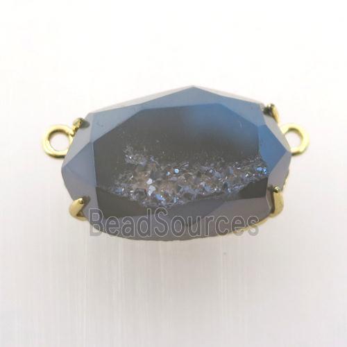 grayblue Agate Druzy oval pendant