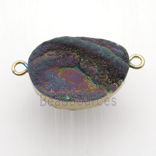 rainbow Solar Agate Druzy pendant, gold plated