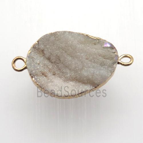 AB-color Solar Agate Druzy pendant, gold plated