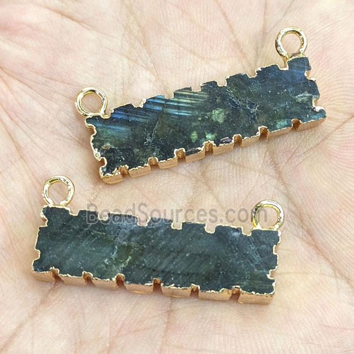 Labradorite pendant with 2loops, rectangle