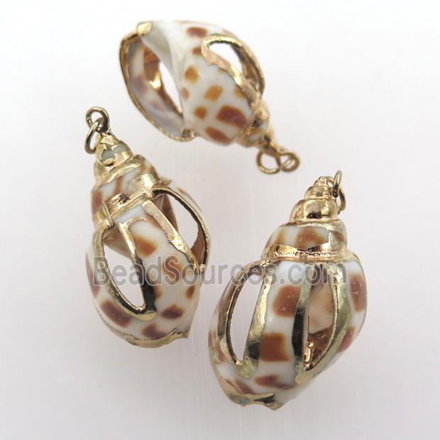 conch shell pendant, gold plated