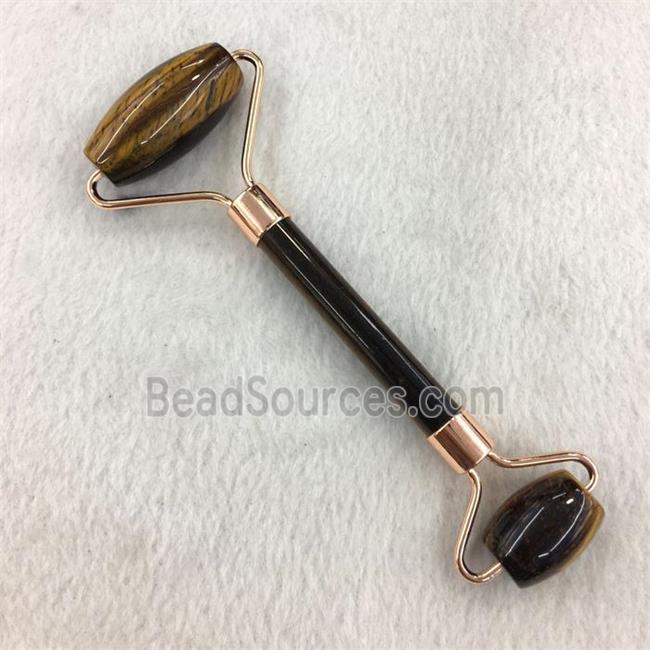 Tiger eye stone Roller GuaSha Massage Tools, rose gold