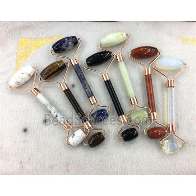 mixed gemstone Roller GuaSha Massage Tools, rose gold