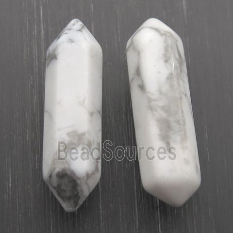 White Howlite Bullet Pendant Undrilled Nohole