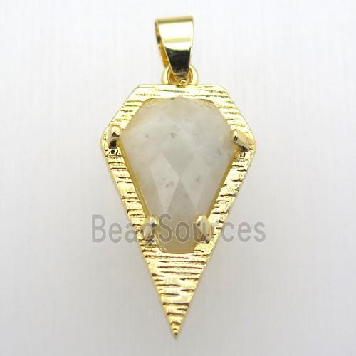 white moonstone teardrop pendant, gold plated