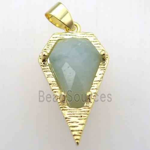 amazonite teardrop pendant, gold plated