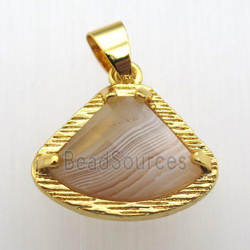 botswana agate fan pendant, gold plated