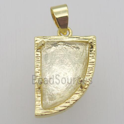clear quartz horn pendant, gold plated