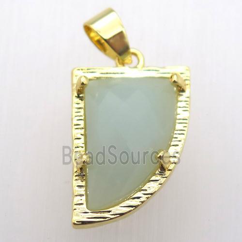 amazonite horn pendant, gold plated