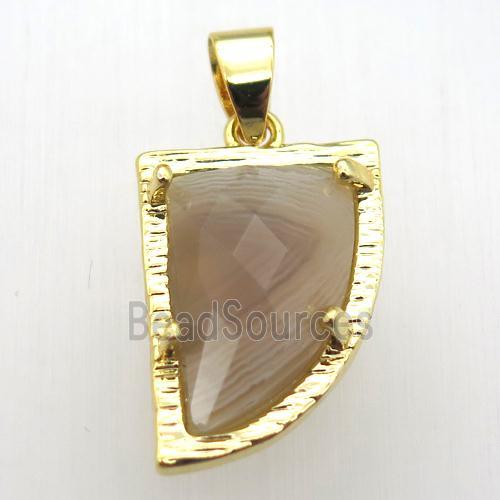 botswana agate horn pendant, gold plated