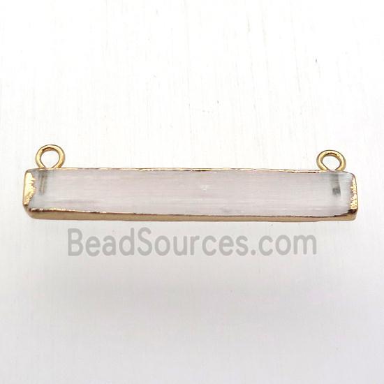 white Calcite pendant with 2loops, rectangle, gold plated