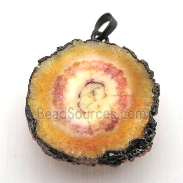 orange solar quartz Druzy pendant, freeform, Antique red