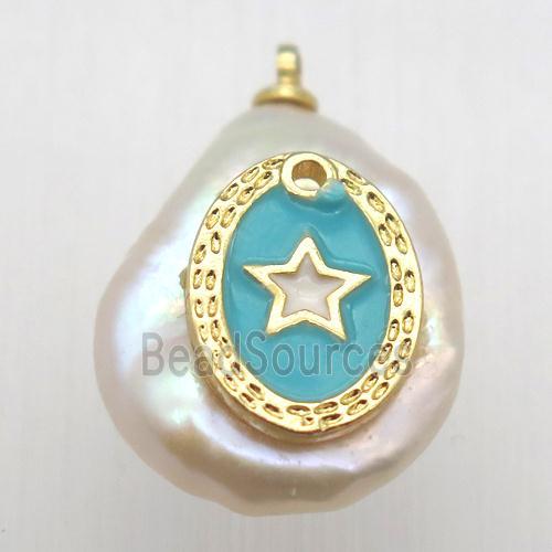 Natural pearl pendant with star