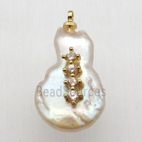 Natural pearl pendant with zircon