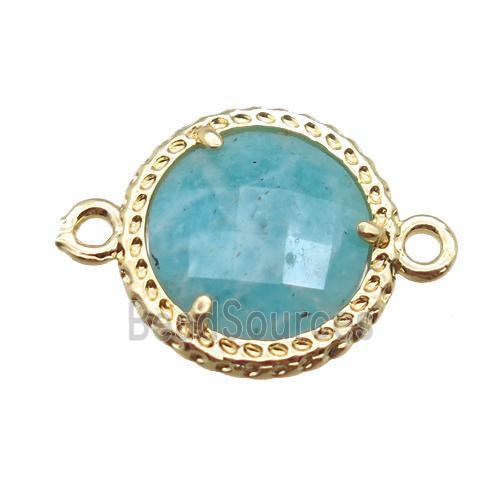 green Amazonite circle connector, gold plated