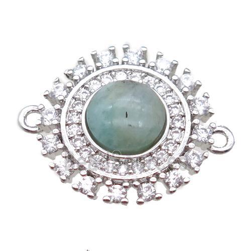 amazonite circle connector pave zircon, platinum plated