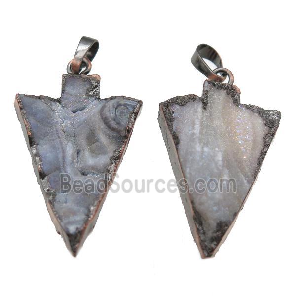 Solar Agate Druzy arrowhead pendant, antique red