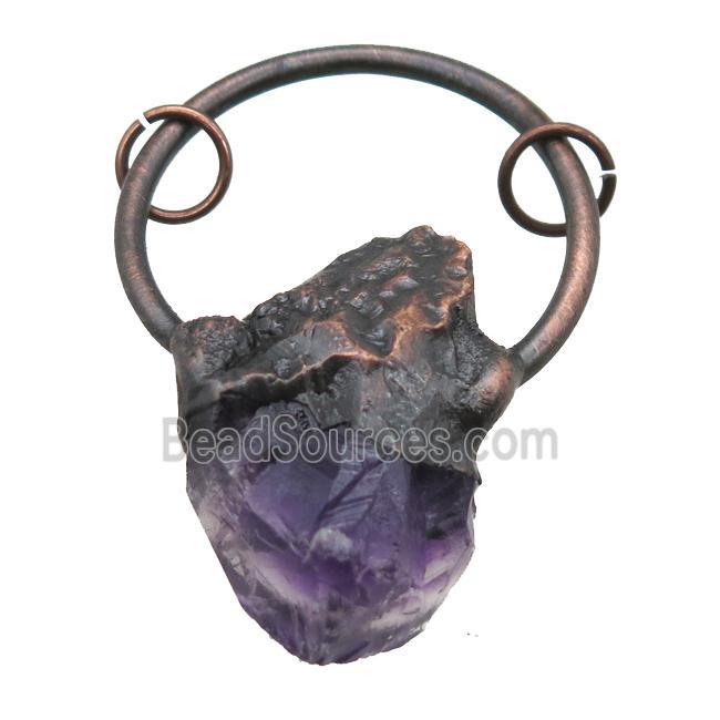 Amethyst nugget pendant, freeform, antique red