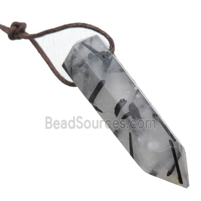 black Rutilated Quartz bullet pendant