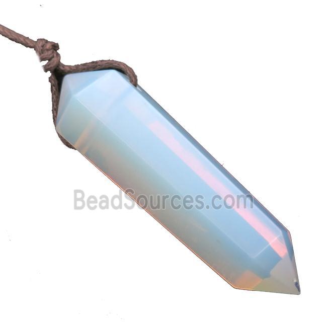 white Opalite bullet pendant