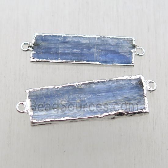 blue kyanite rectangle connector, silver plated