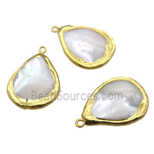 Mother of Pearl teardrop pendant, gold plated