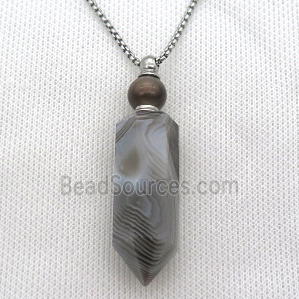 gray Botswana Agate perfume bottle Necklace