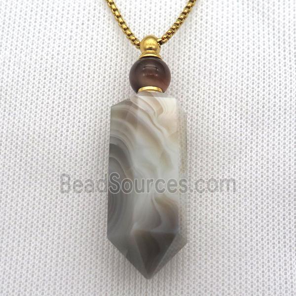 grey Botswana Agate perfume bottle Necklace