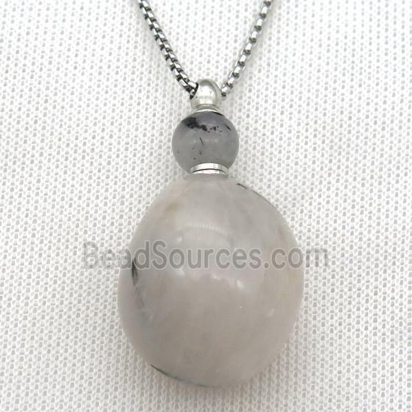 Rutilated Quartz perfume bottle Necklace