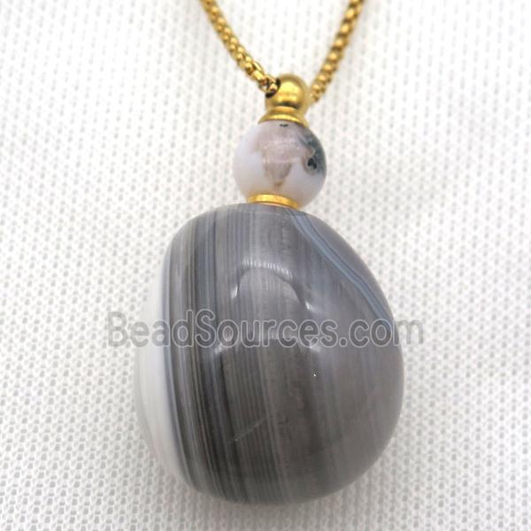 Botswana Agate perfume bottle Necklace