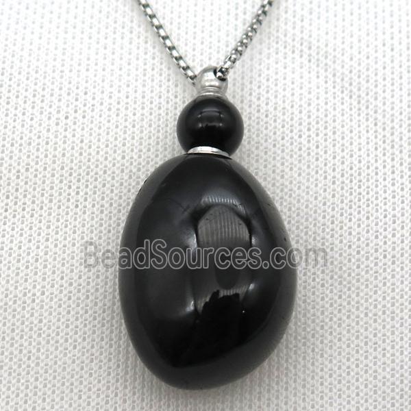 black Onyx Agate perfume bottle Necklace