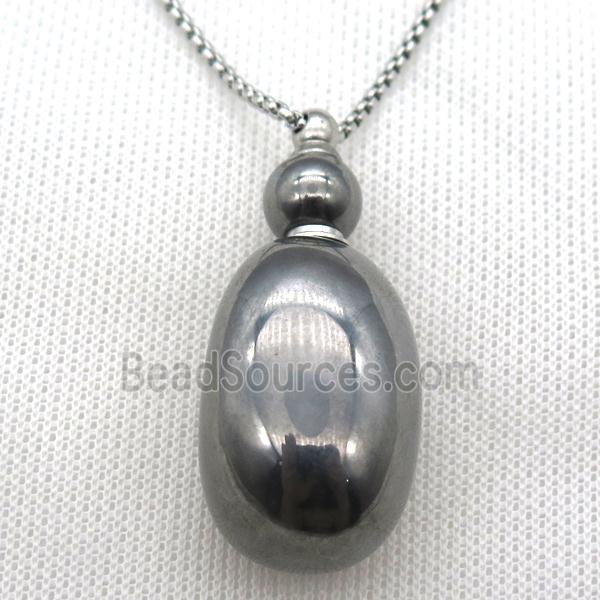 Hematite perfume bottle Necklace