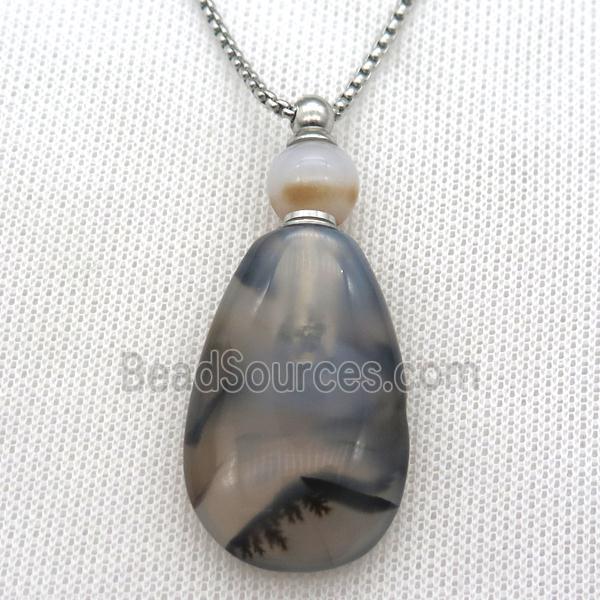 Heihua Agate perfume bottle Necklace