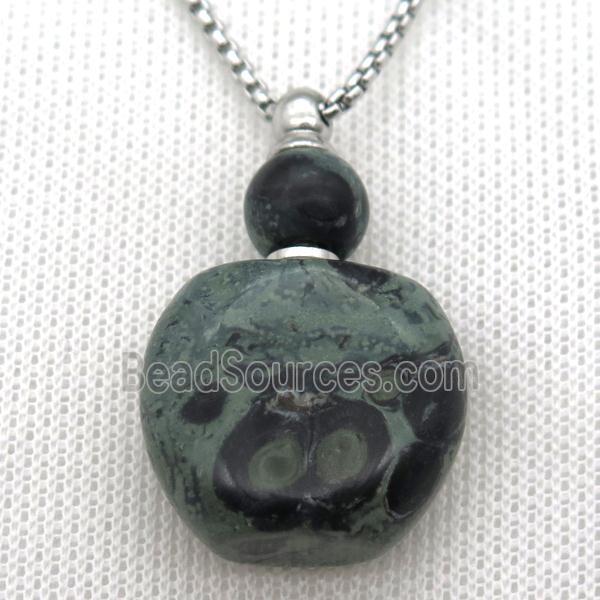 green Kambaba Jasper perfume bottle Necklace