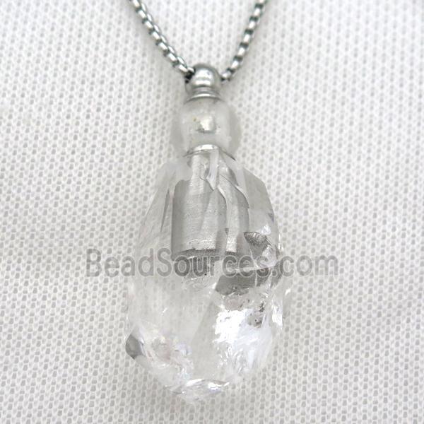 Clear Quartz perfume bottle Necklace