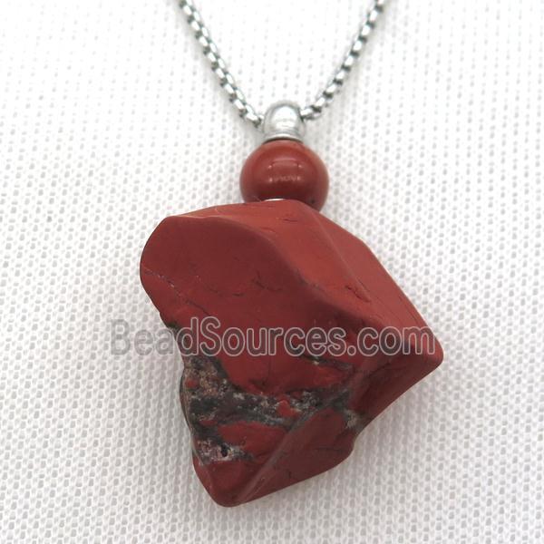 Red Jasper nugget perfume bottle Necklace