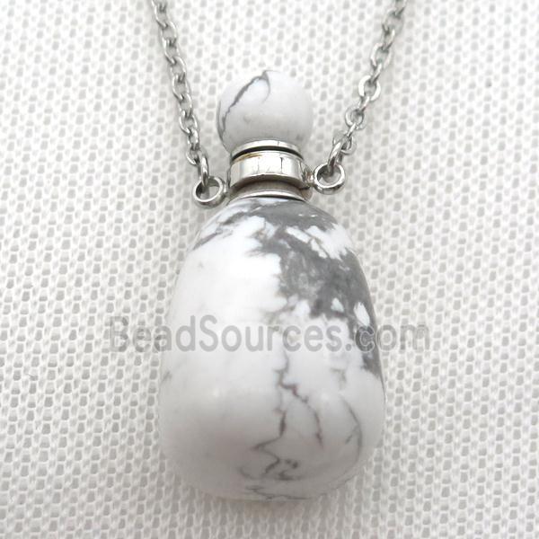 white Howlite Turquoise perfume bottle Necklace