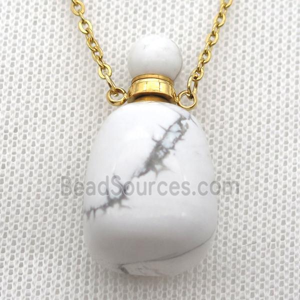 white Howlite Turquoise perfume bottle Necklace