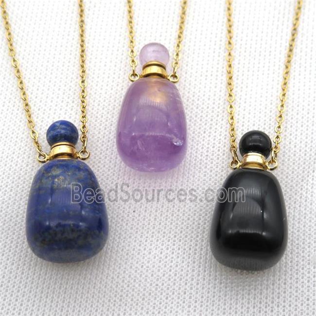 mixed Gemstone perfume bottle Necklace