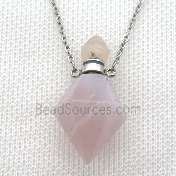 Rose Quartz perfume bottle Necklace