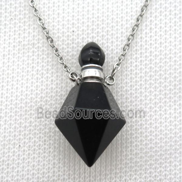 black Onyx Agate perfume bottle Necklace