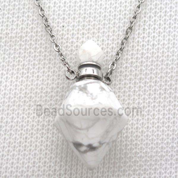 white Howlite Turquoise perfume bottle Necklace