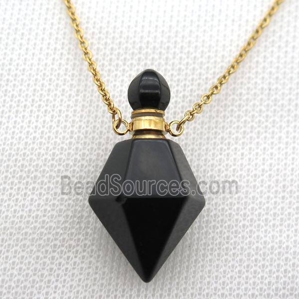 black Onyx Agate perfume bottle Necklace