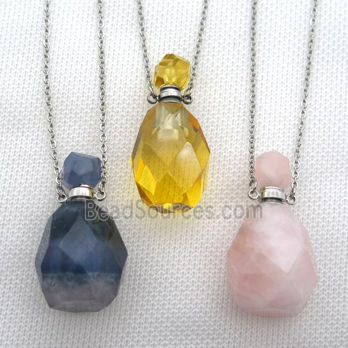 mixed Gemstone perfume bottle Necklace