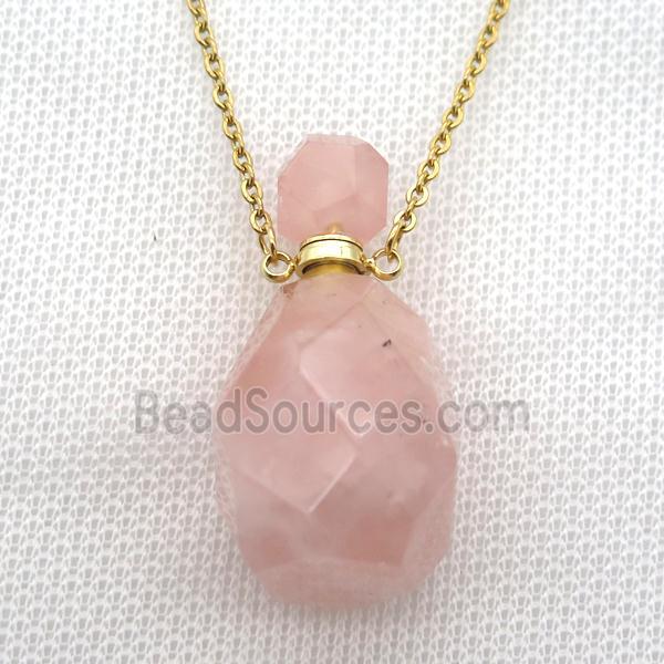 Rose Quartz perfume bottle Necklace